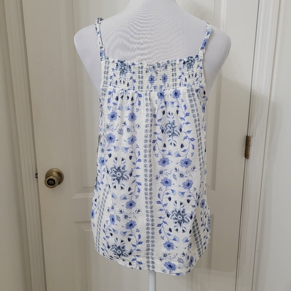 Old Navy Size S White with Blue Floral Stripe Pattern Halter Tank Top, NEW - Picture 5 of 12